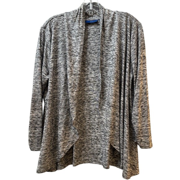 Apt. 9 Open Front Cardigan Womens Size Large Black White Lightweight Long Sleeve - Picture 1 of 7